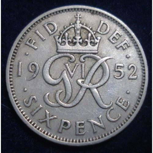 1952 Sixpence Rarest King George 6th Sixpence